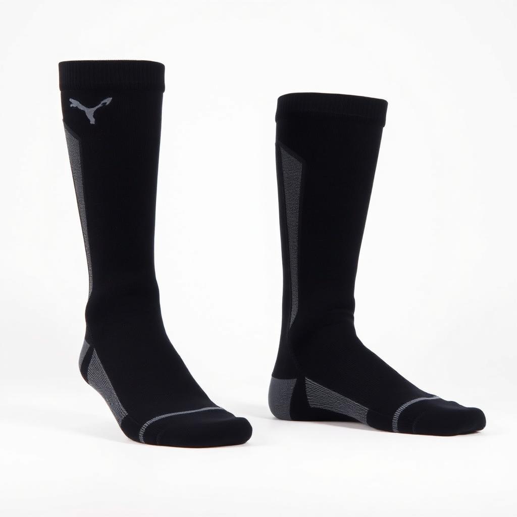 Black compression socks with grey panels