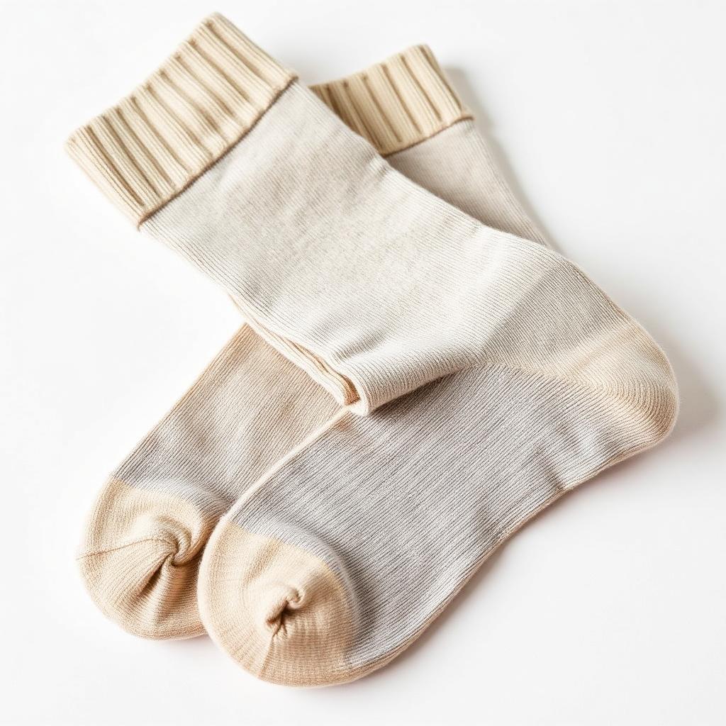 Premium merino wool crew socks in natural oatmeal colour