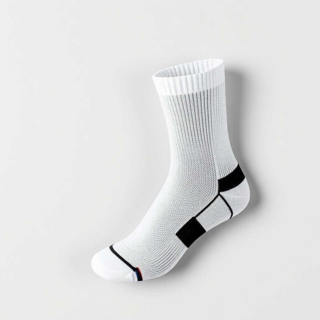 White athletic sports socks with black accents