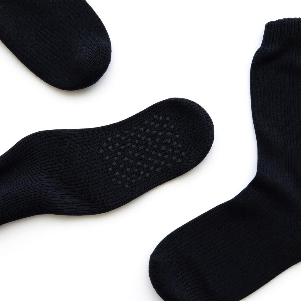 Black anti-slip grip socks with silicone dots