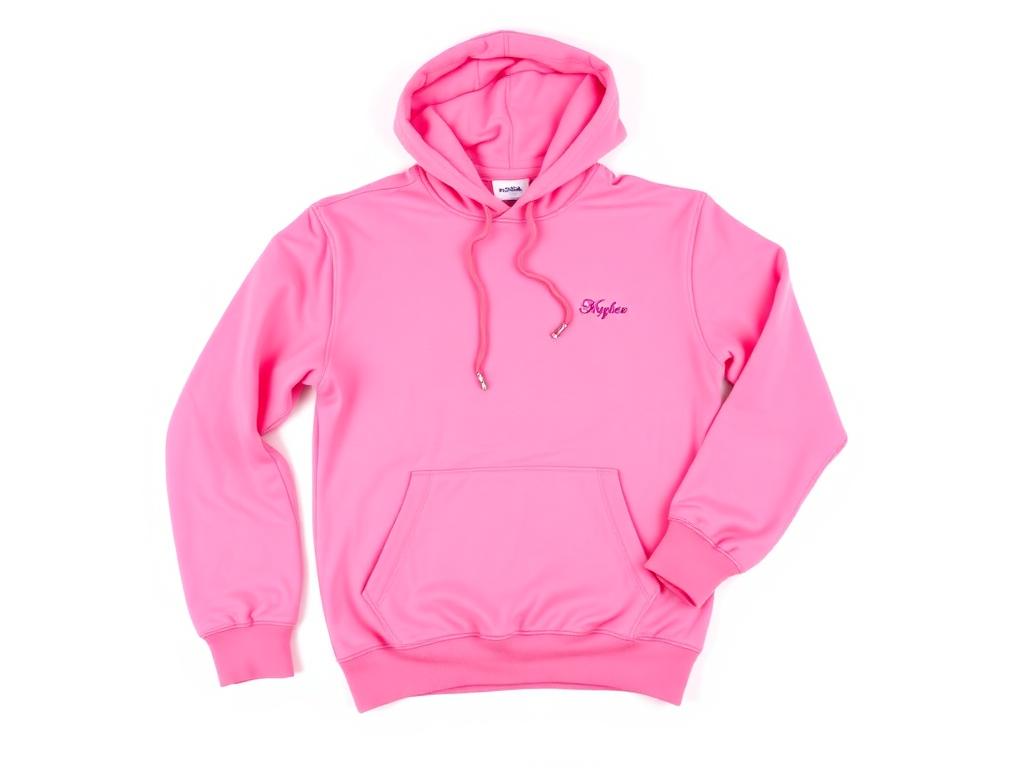 Hot pink custom hoodie with embroidered chest logo
