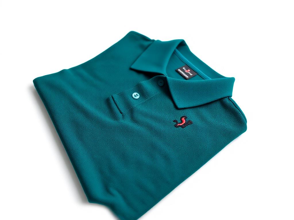 Dark teal custom polo shirt with embroidered logo