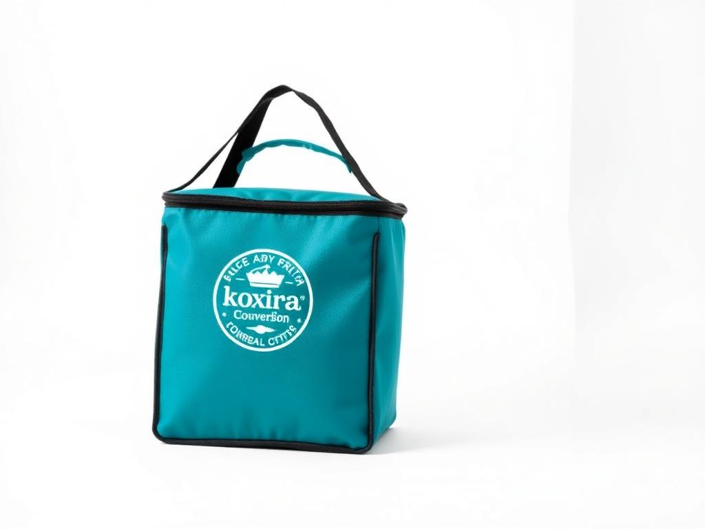 Teal insulated cooler bag with custom printed logo