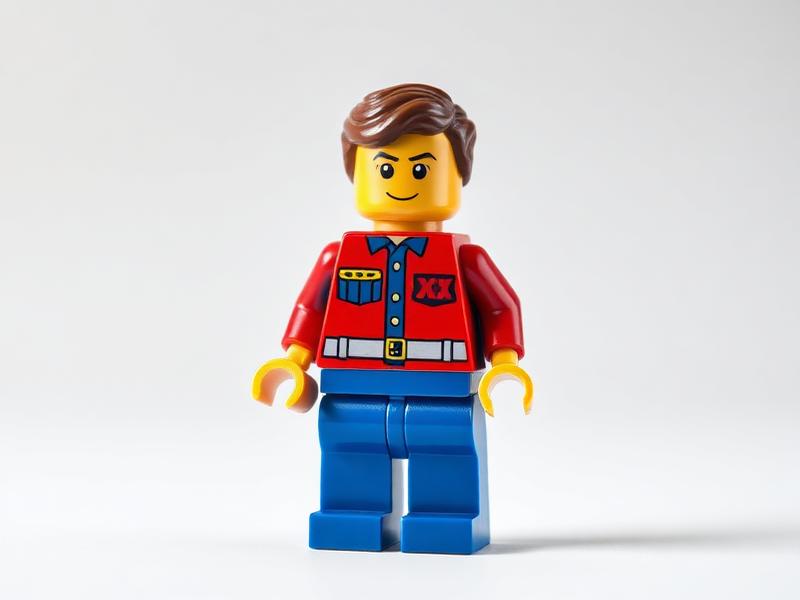 Building block mini figure with a custom branded printed torso