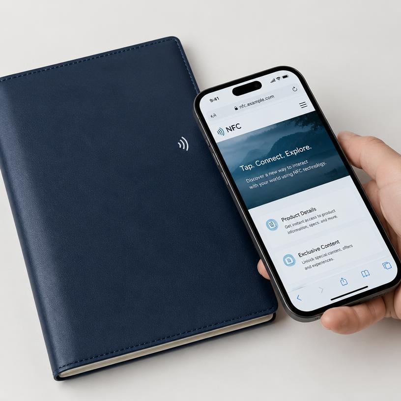NFC example on a notebook cover