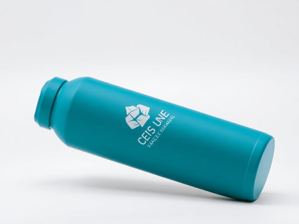 Matte teal insulated drink bottle with printed logo