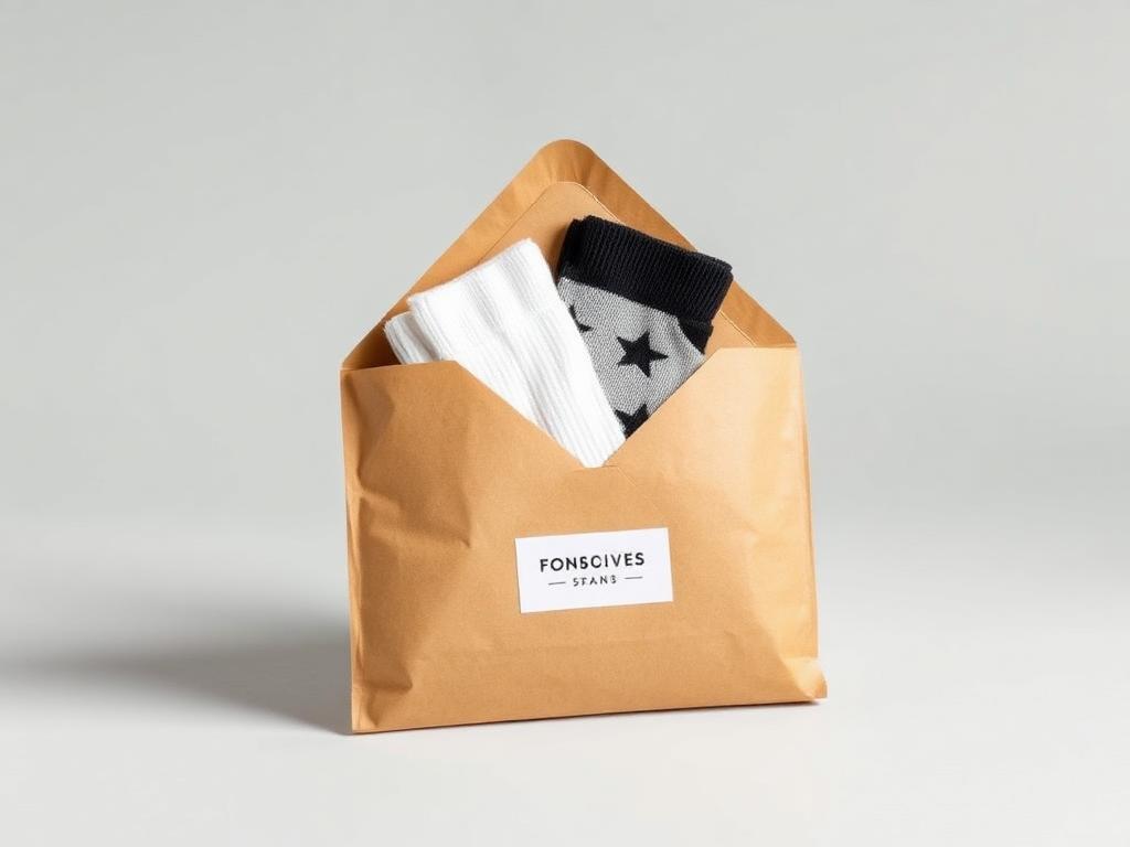 Custom socks inside a branded kraft header envelope