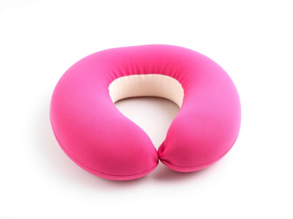 Hot pink memory foam travel neck pillow with custom cover