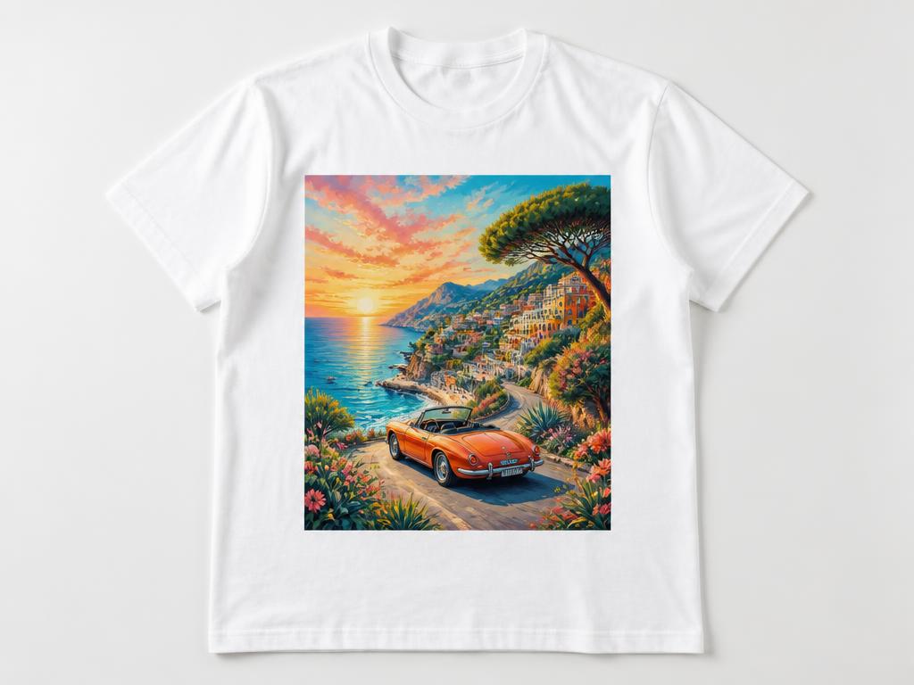 White t-shirt with a vibrant full-colour DTG chest print